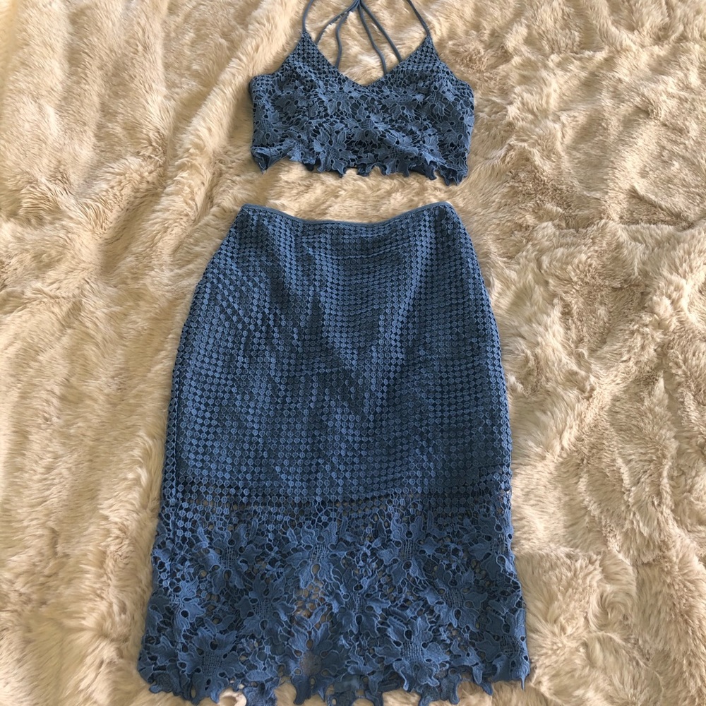 Lace skirt and crop top set
